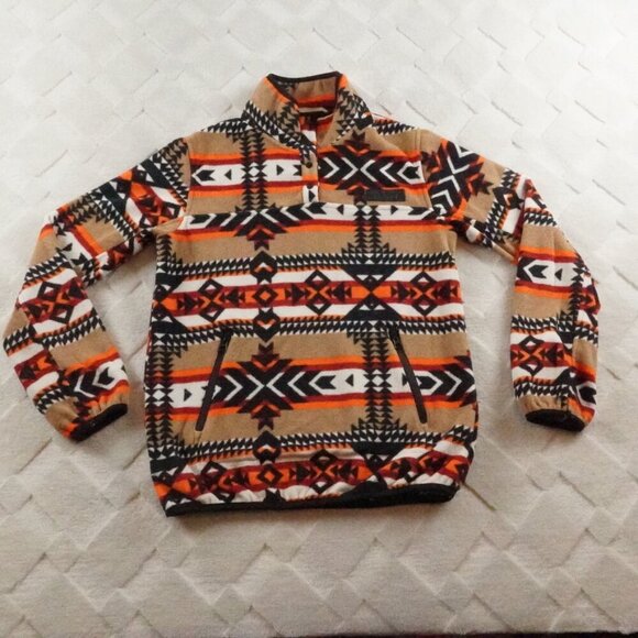 Kavu Sweaters - Kavu Women's Aztec Half-Zip Pullover - Tan, Orange, Black, White